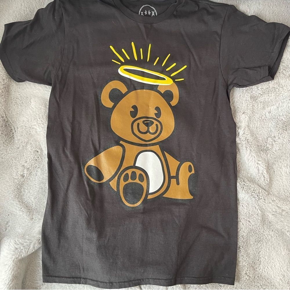 CVLA Teddy Bear Yellow Halo Graphic Tee Shirt Black Mens Size Medium NWOT